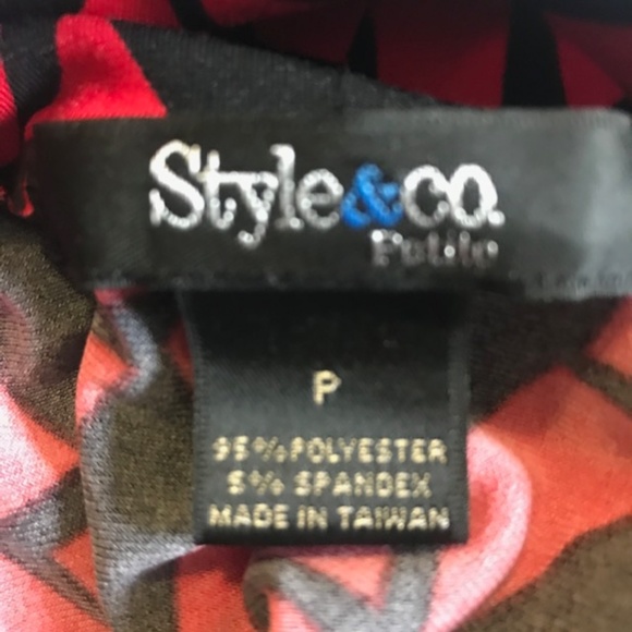 Style & Co. Size P Red and Black pattern Shirt - Picture 7 of 8